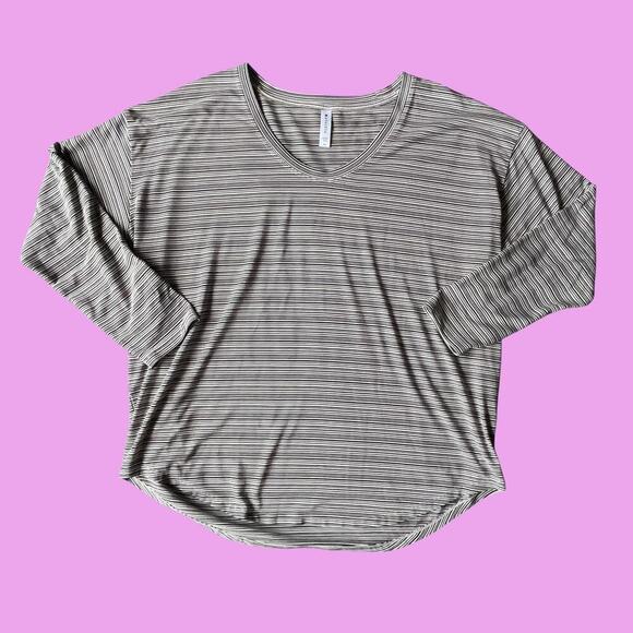Athleta grey and white striped long sleeve top - Picture 1 of 6